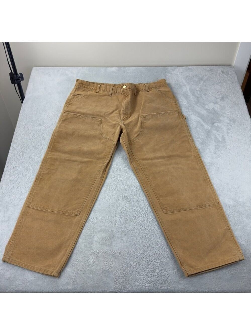 Vintage Carhartt Men's Size 42x27 B01 BRN Tan Double Knee Pants Made in USA 90s